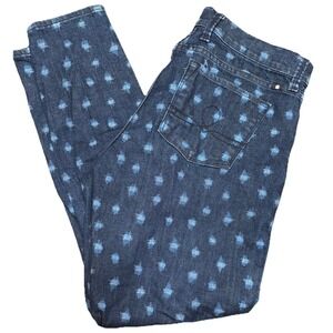 Lucky Brand Sofia Skinny Jeans Women's 8/29 Blue Polka Dot Pattern Denim Stretch
